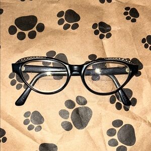 Black Cat-Eye Glasses with Rhinestone Detail/authentic vintage